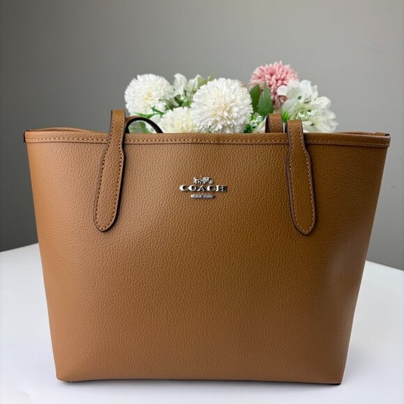 Coach CT859 Small City Tote Bag in Light Saddle - Picture 1 of 6